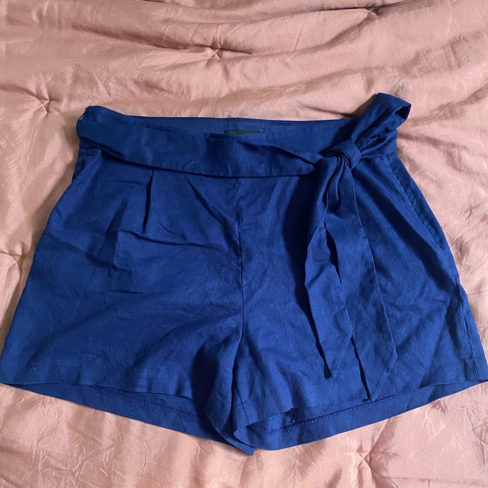 Express linen shorts midi high-rise